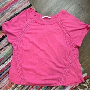 Altar'd State Fuchsia Lace Accent Top
